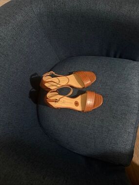 Franco Sarto Cognac Leather Slingback Sandals